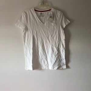 Tommy Hilfiger White V-Neck T-Shirt with Red Trim